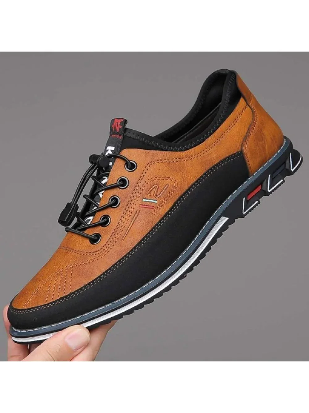 Men's Orange Textured Pebbled Leather Pointed Toe Comfort Driving Loafers Shoes